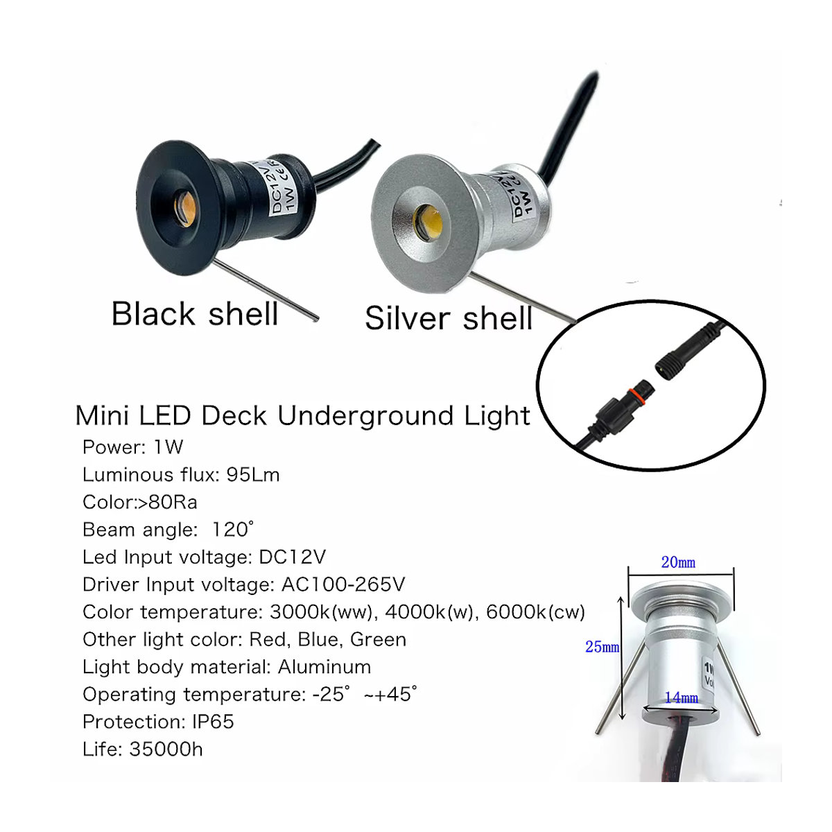 YELEDWAY LED Wegeleuchte IP67 Wasserdicht Bunt Aluminium Unterirdischer Garten-Einbauscheinwerfer mit Treiber - Bild 3