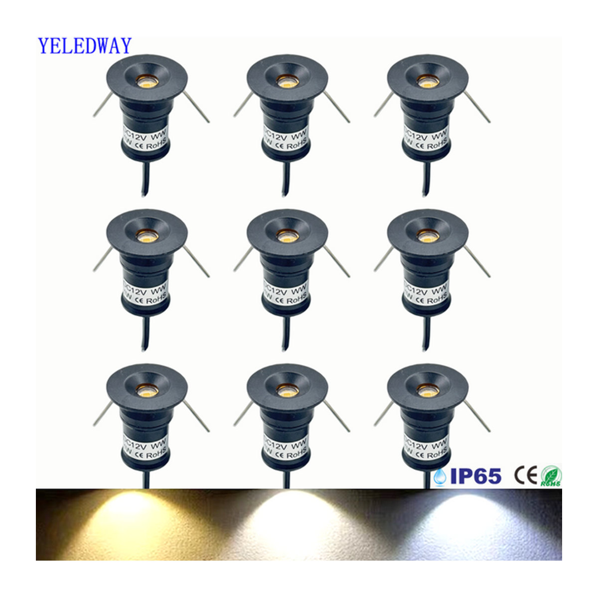 YELEDWAY Mini LED Außenstrahler IP65 dimmbar 12V aus Aluminium in Schwarz, Weiß oder Silber - Bild 1