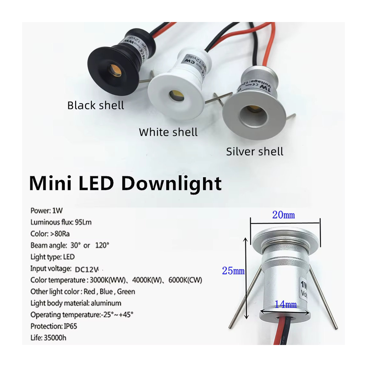 YELEDWAY Mini LED Außenstrahler IP65 dimmbar 12V aus Aluminium in Schwarz, Weiß oder Silber - Bild 2