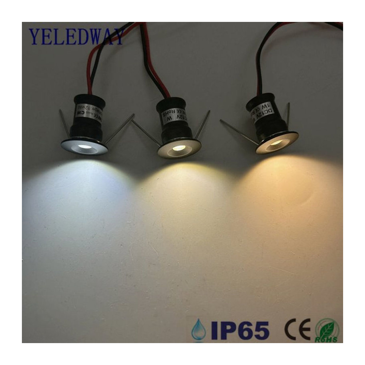 YELEDWAY Mini LED Einbaustrahler 12V Dimmbar Schwarz für Treppen Küche und Schränke - Bild 1