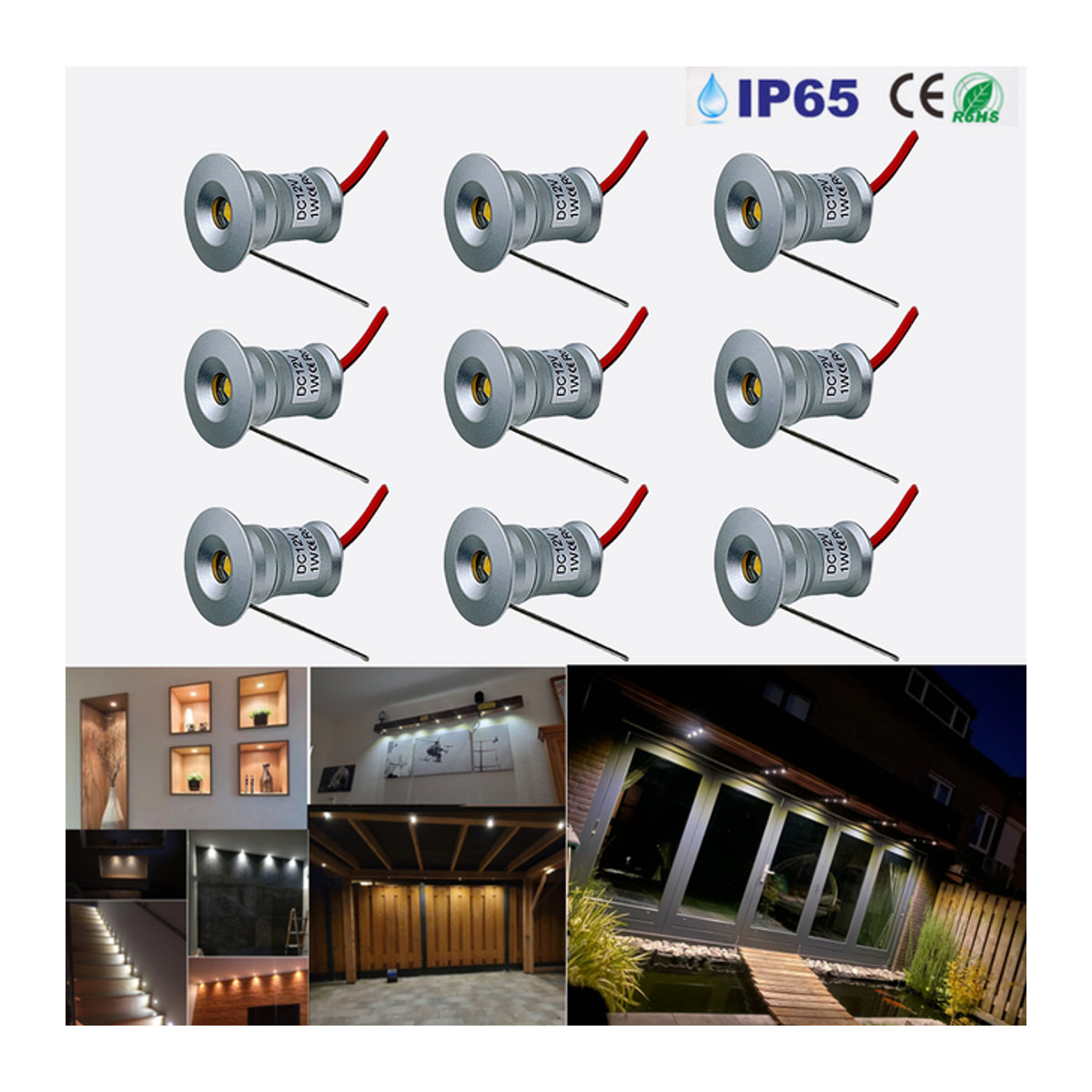 YELEDWAY Mini LED Einbaustrahler 12V IP65 wasserdicht dimmbar 1W in Silber aus Aluminium - Bild 1