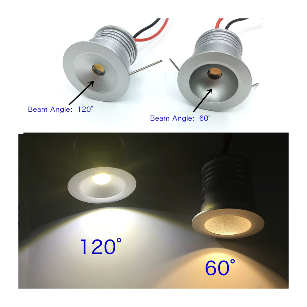 YELEDWAY Mini LED Einbaustrahler 1W 12V IP65 Spotlicht aus Aluminium in Alufarben für Innenbereich und Außenbereich - Bild 4
