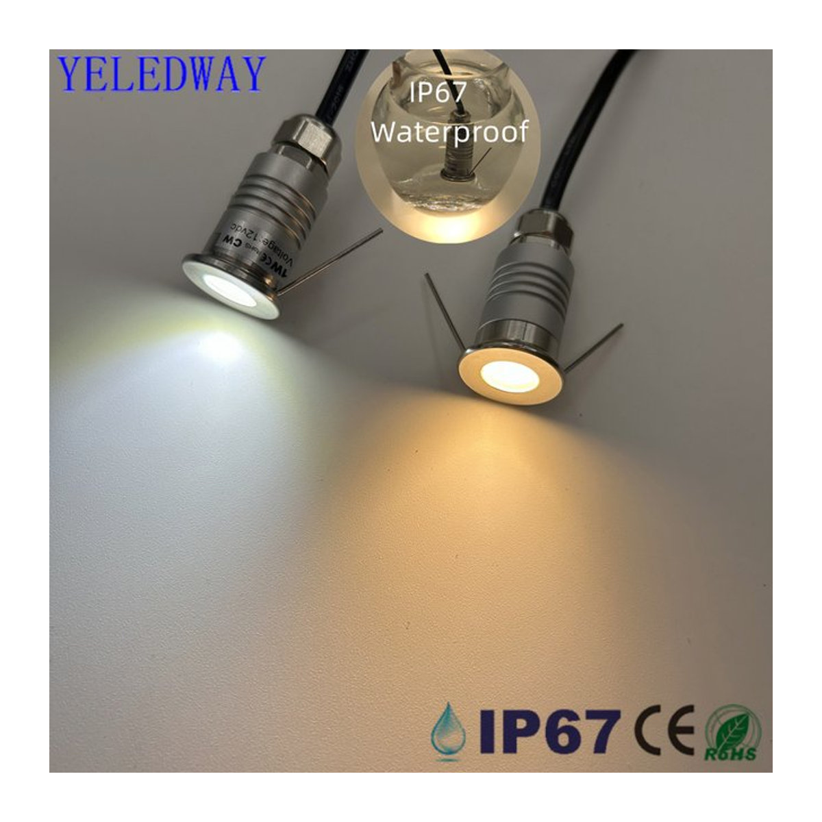 YELEDWAY Mini LED Untergrundleuchte IP67 aus Edelstahl und Aluminium, 1W, 12V, wasserdichte Gartenbeleuchtung für Treppen und Wege - Bild 1