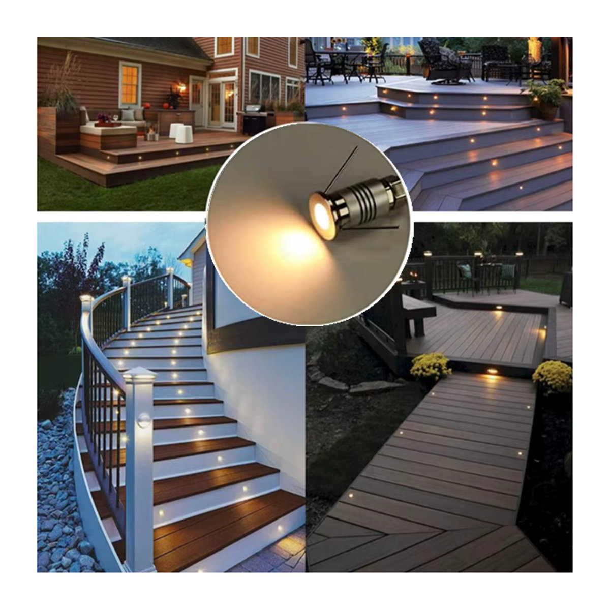 YELEDWAY Mini LED Untergrundleuchte IP67 aus Edelstahl und Aluminium, 1W, 12V, wasserdichte Gartenbeleuchtung für Treppen und Wege - Bild 2