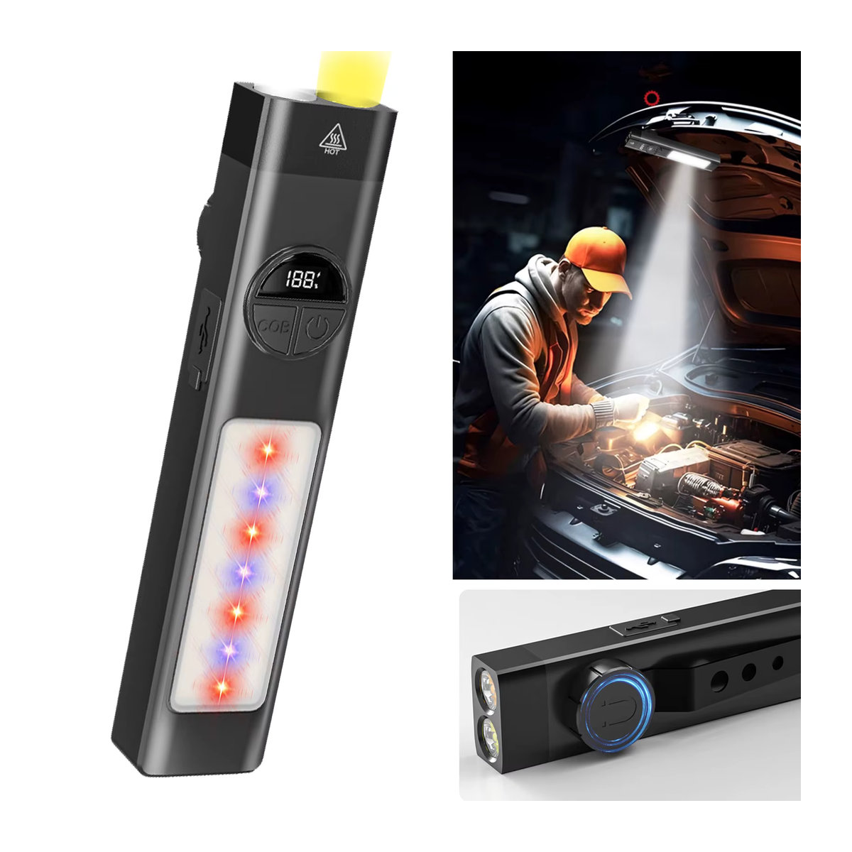 YEMAO Commander S1 Tragbare EDC-Taschenlampe mit Stiftclip, 8 Modi, wiederaufladbar, 395 nm UV-Licht, wasserdichte Outdoor-Notfalllampe - Bild 4