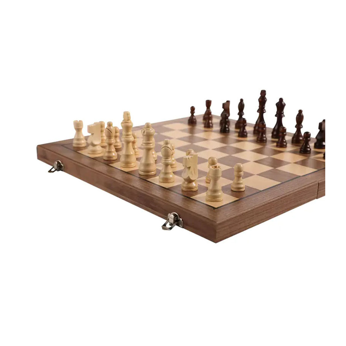 Yernea Schachspiel aus massivem Holz in Braun mit 2 extra Damen für Wettkampfspiele, Breite: 39 cm - Bild 5