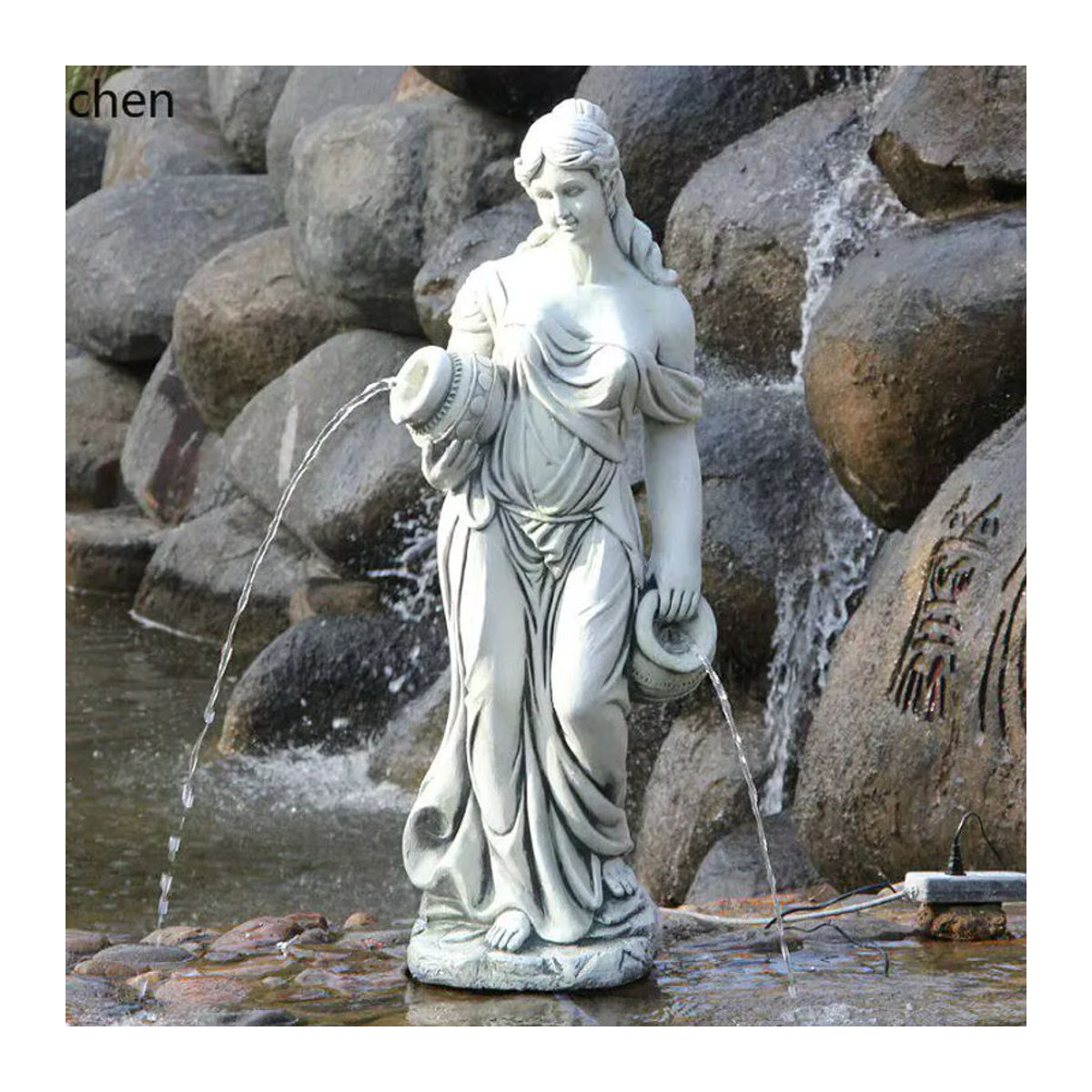 YFY Springbrunnen-Skulptur Klassisch in Grau als Wasserspiel-Dekoration für Garten, Hof und Villa - Bild 2