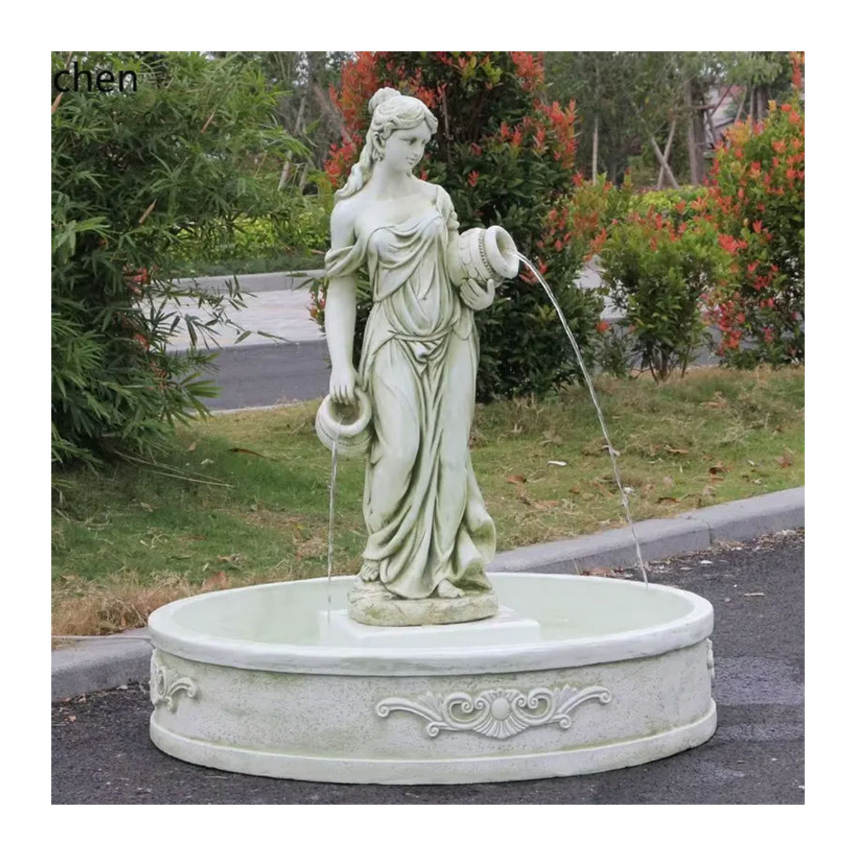 YFY Springbrunnen-Skulptur Klassisch in Grau als Wasserspiel-Dekoration für Garten, Hof und Villa - Bild 3