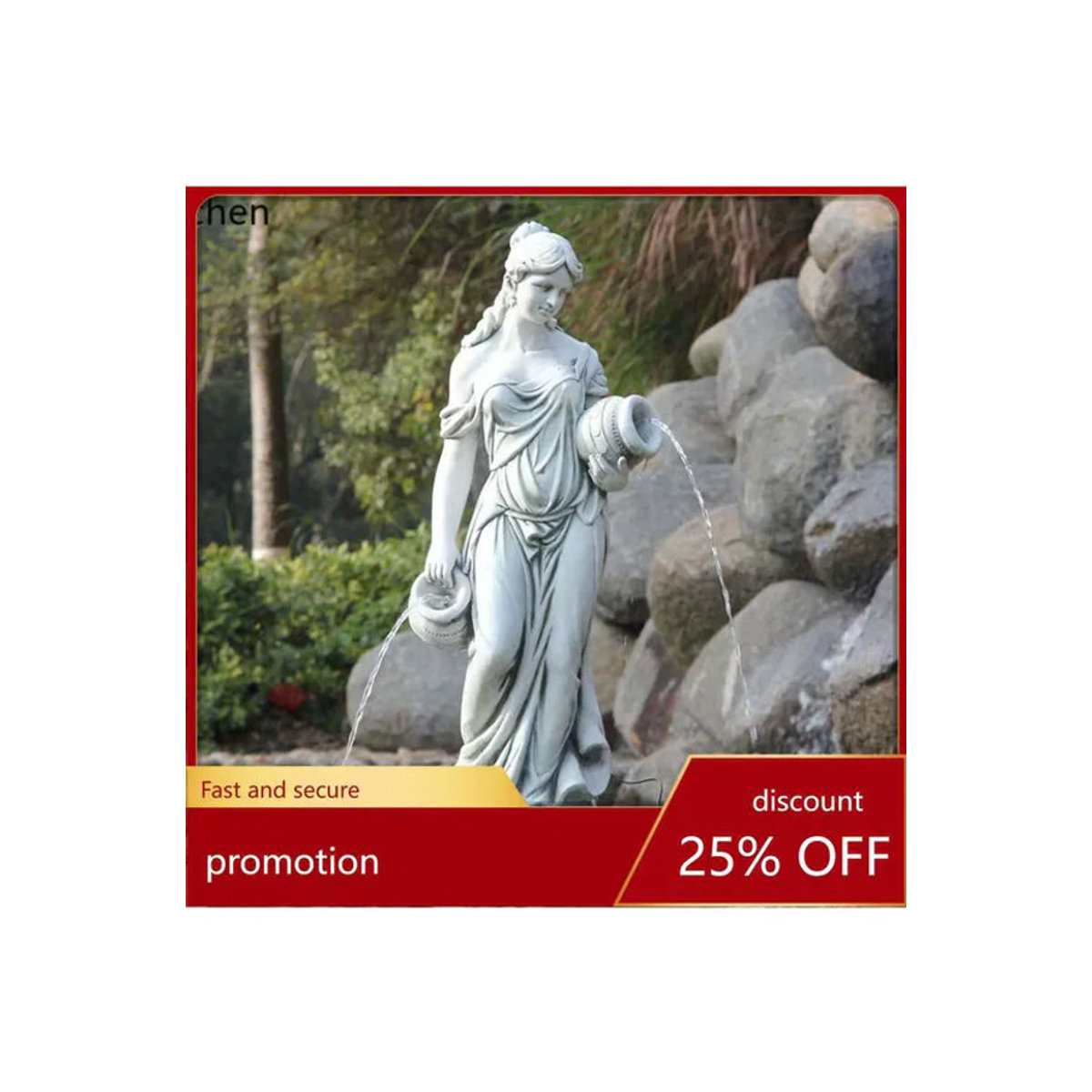 YFY Springbrunnen-Skulptur Klassisch in Grau als Wasserspiel-Dekoration für Garten, Hof und Villa - Bild 4