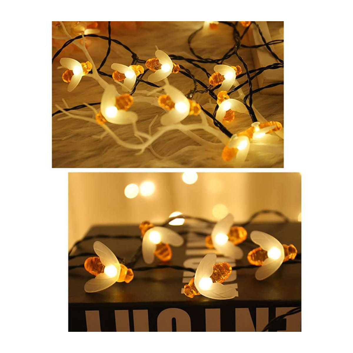 YH FlashLight Bienenförmige LED Solar-Lichterkette in Warmweiß und Bunt mit 30 Lichtern, 6,5m Außenleuchten für Garten, Terrasse und Rasen - Bild 2