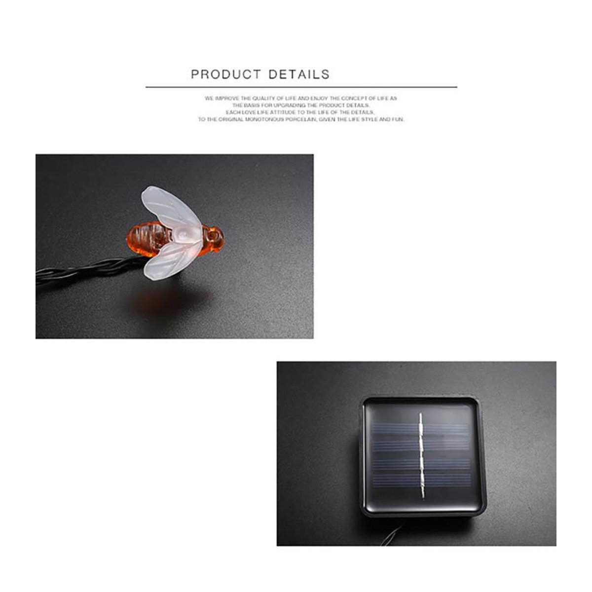 YH FlashLight Bienenförmige LED Solar-Lichterkette in Warmweiß und Bunt mit 30 Lichtern, 6,5m Außenleuchten für Garten, Terrasse und Rasen - Bild 5