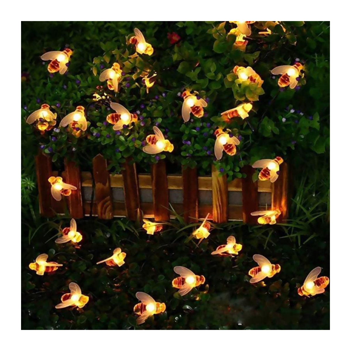 YH FlashLight Bienenförmige LED Solar-Lichterkette in Warmweiß und Bunt mit 30 Lichtern, 6,5m Außenleuchten für Garten, Terrasse und Rasen - Bild 6