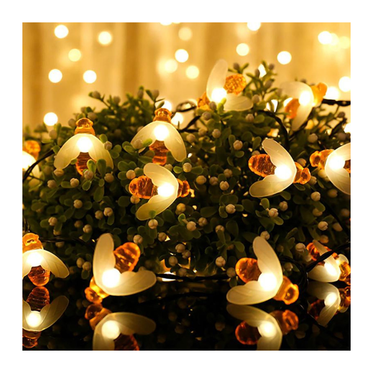 YH FlashLight Bienenförmige LED Solar-Lichterkette in Warmweiß und Bunt mit 30 Lichtern, 6,5m Außenleuchten für Garten, Terrasse und Rasen - Bild 7