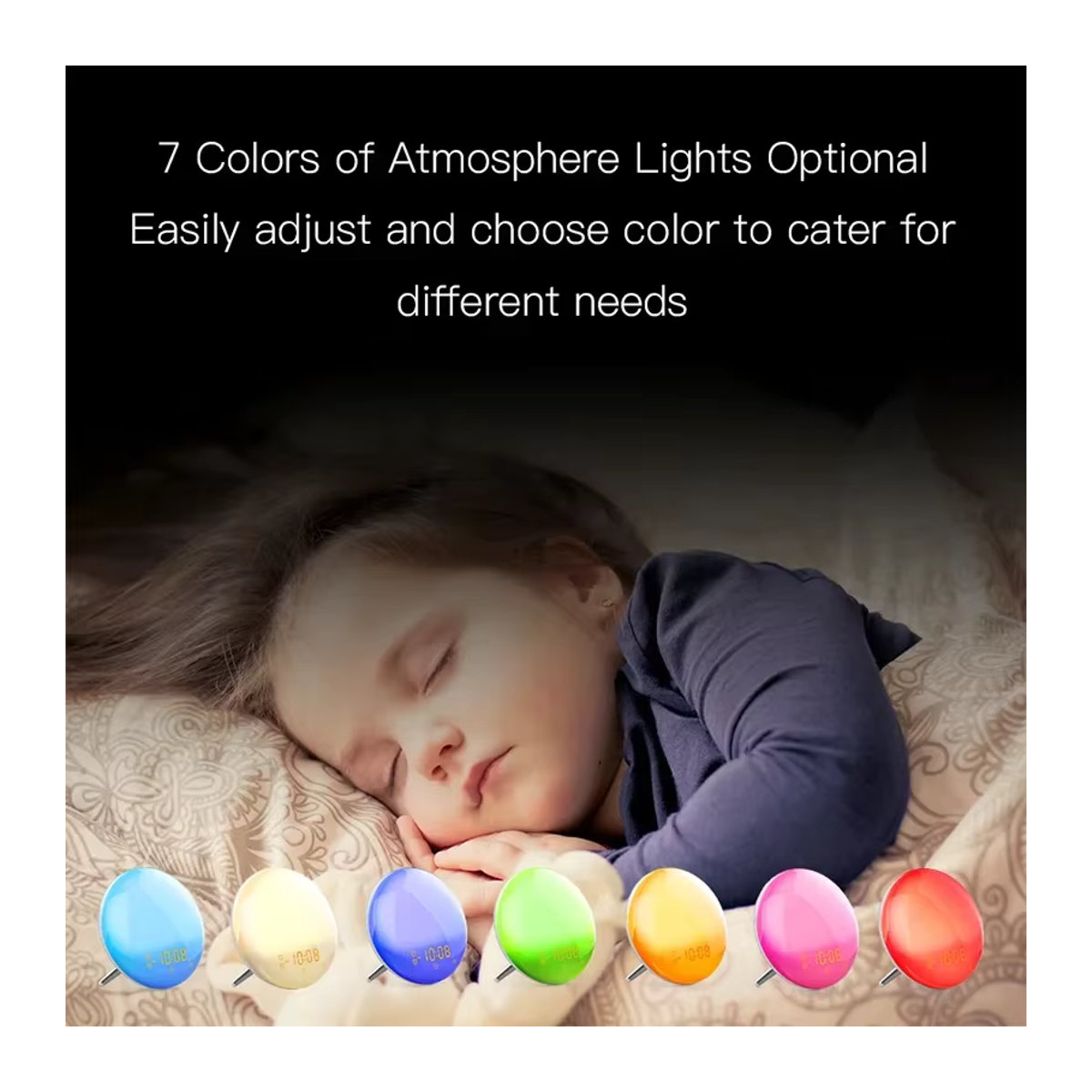YIDIELE Smart Wake Up Light mit Sonnenaufgangs- und Sonnenuntergangs-Simulation, Wifi Wecker mit Fernbedienung, kompatibel mit Alexa und Google Home, Weiß, minimalistisches Design - Bild 4