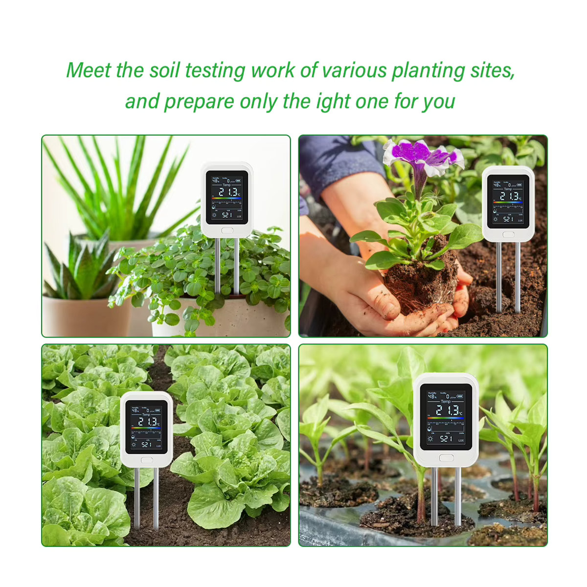 Yieryi 6-in-1 Boden-pH-Tester: Wiederaufladbares Messgerät für Feuchtigkeit, Fruchtbarkeit, Sonnenlicht und Temperatur zur Erdnährungsanalyse für deinen Garten und deine Farm - Bild 6