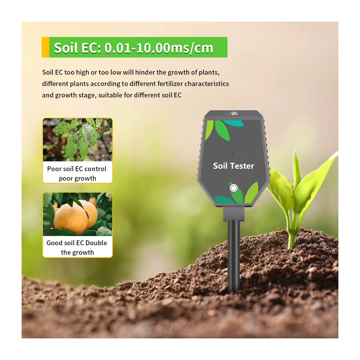 Yieryi 8-in-1 Smart Bodentester mit Bluetooth App zur Messung von pH-Wert, Salz, EC, Fruchtbarkeit, Temperatur und Bodenfeuchtigkeit für die Gartenpflanzung - Bild 6