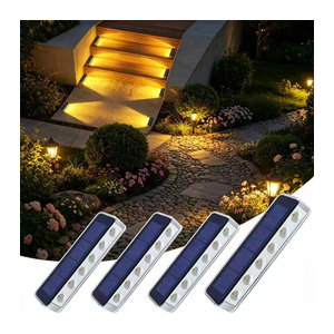 Yilaie LED Solar Wegeleuchten im 4er Pack, Blau, Wasserdicht IP68, Moderne Solar Treppenlichter für Außen