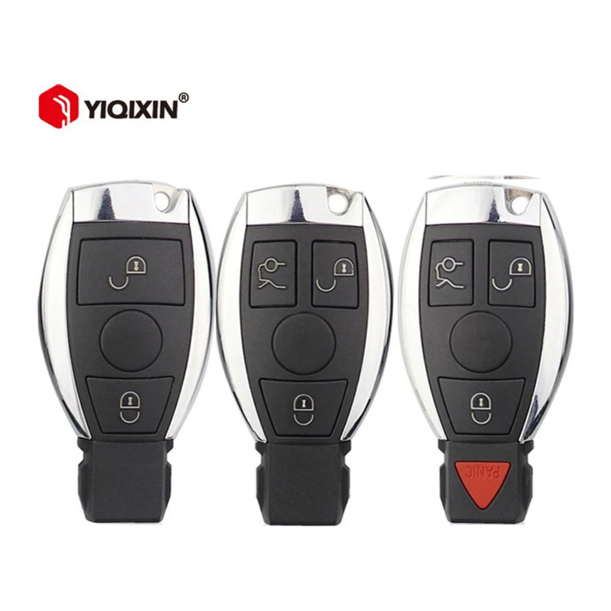 YIQIXIN Remote-Autoschlüssel Schale für Mercedes Benz A B C E S G R GL CLS GLC CLA W203 W204 W205 W210 W211 W212 W221 W222 2/3/4 Tasten ungeschnitten, Schwarz - Bild 1