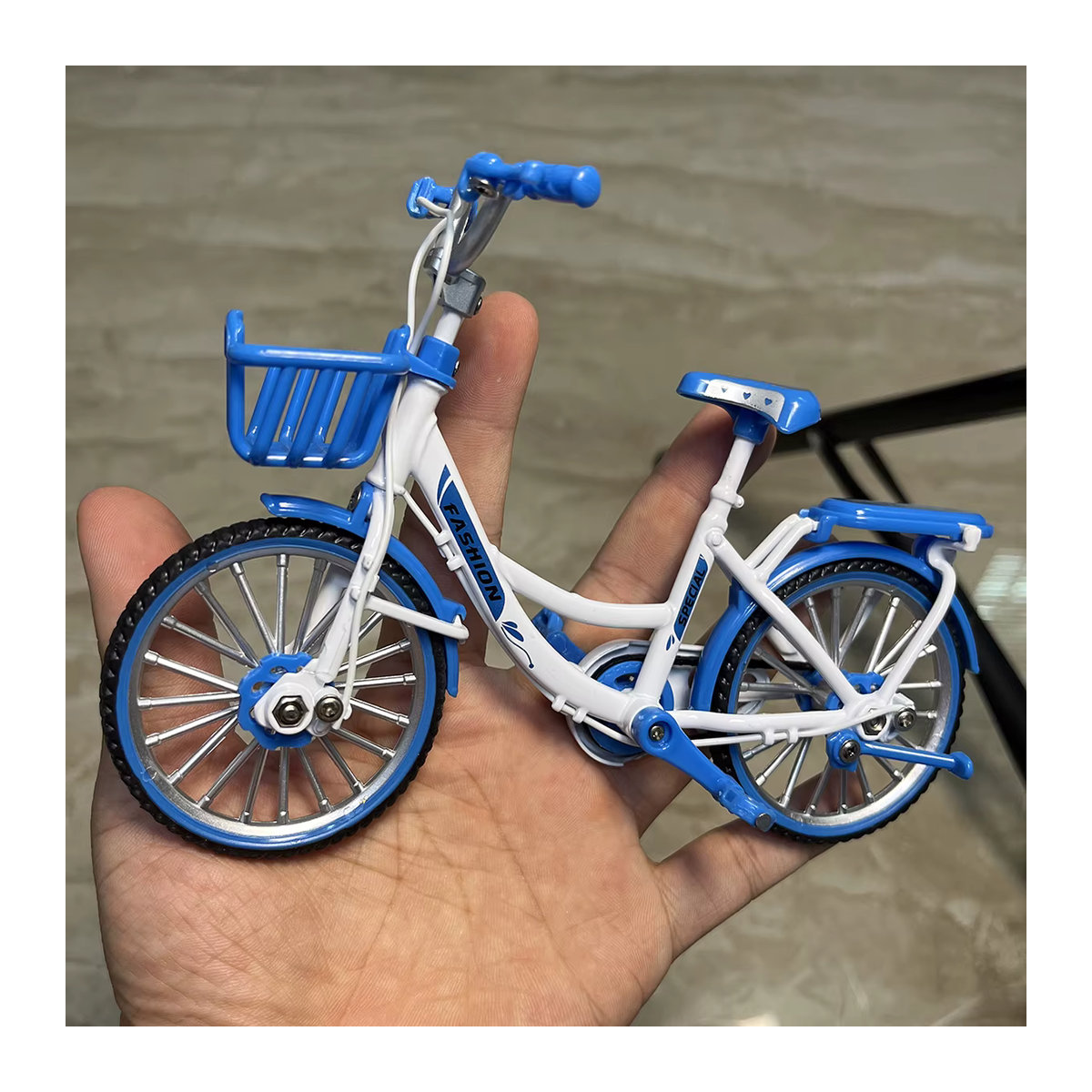 YJLETOY Mini Modell Fahrrad 1:10 Diecast Legierung Blau - Bild 2