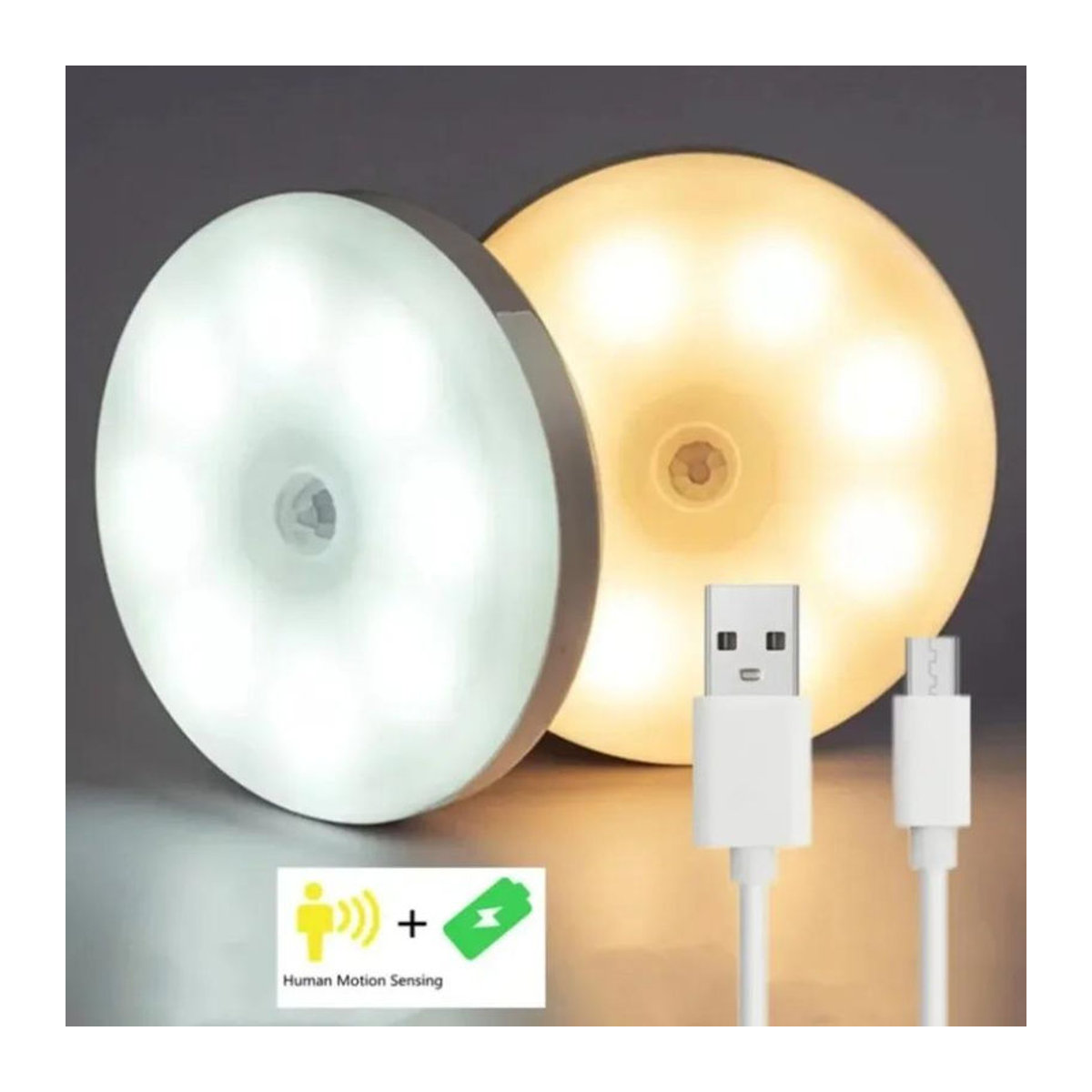 YJMP Super Lighting 4er-Set wiederaufladbare LED-Nachtlichter mit Bewegungssensor in Weiß - Bild 4