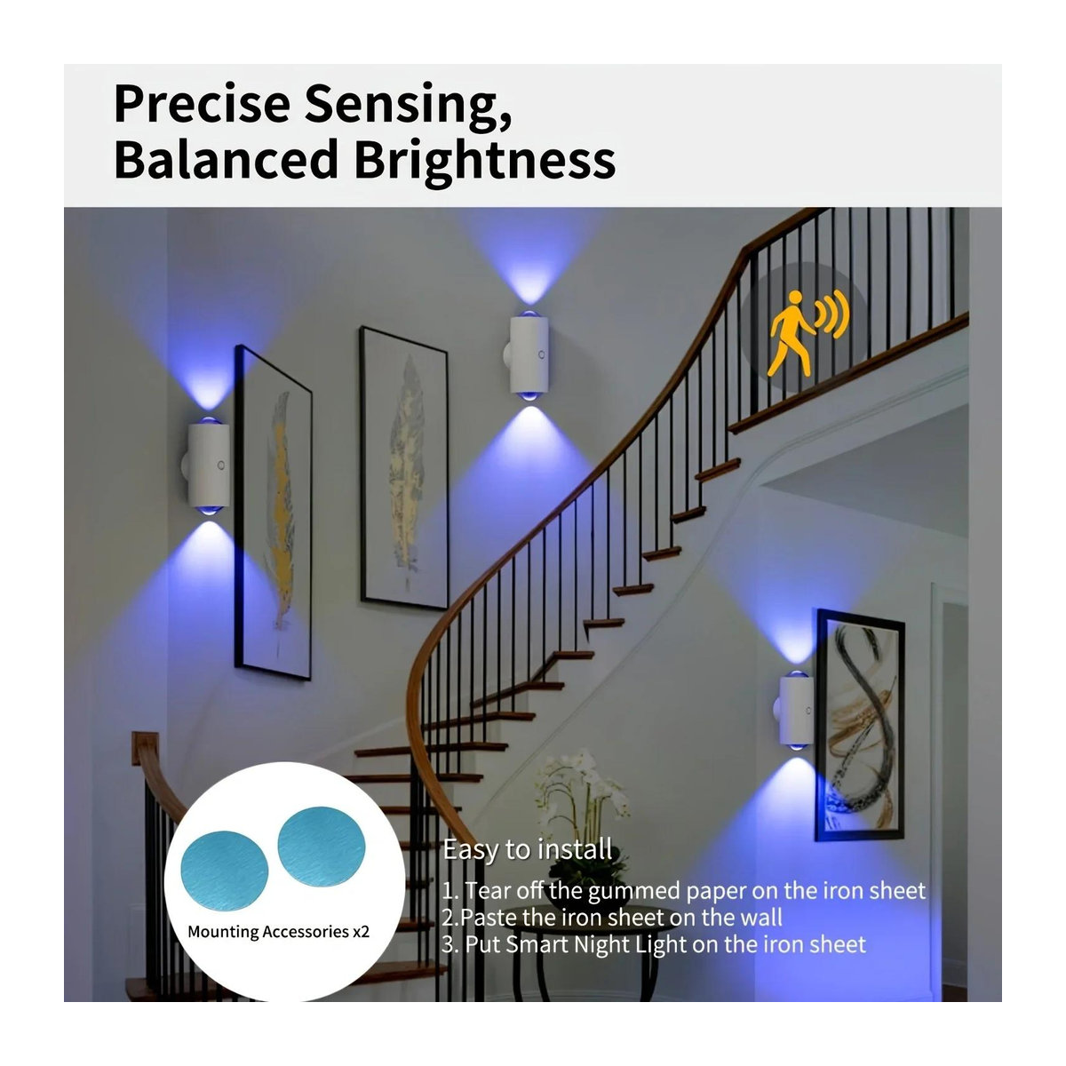 YJMP Super Lighting LED Bewegungssensor Nachtlicht mit RGB Farbwechsel, kabellose magnetische Wandleuchte als Sonnenuntergangslampe in Weißgold - Bild 2