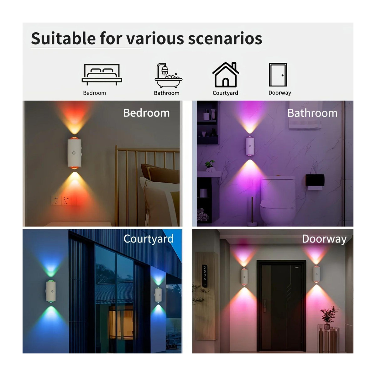 YJMP Super Lighting LED Bewegungssensor Nachtlicht mit RGB Farbwechsel, kabellose magnetische Wandleuchte als Sonnenuntergangslampe in Weißgold - Bild 6