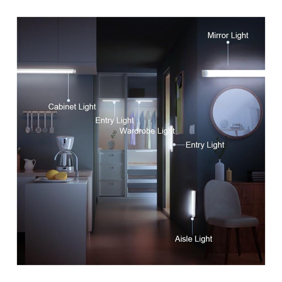 YJMP Super Lighting LED Nachtlicht mit Bewegungssensor, USB aufladbar, ultradünne kabellose Möbelbeleuchtung, Weiß - Bild 13