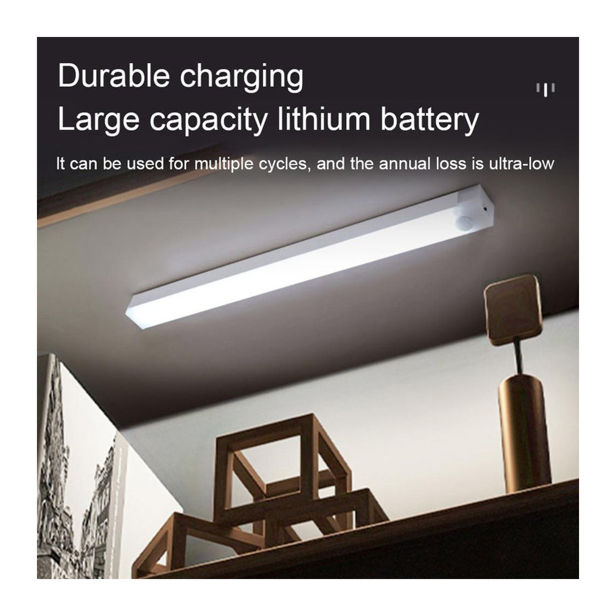 YJMP Super Lighting LED Nachtlicht mit Bewegungssensor, USB aufladbar, ultradünne kabellose Möbelbeleuchtung, Weiß - Bild 4