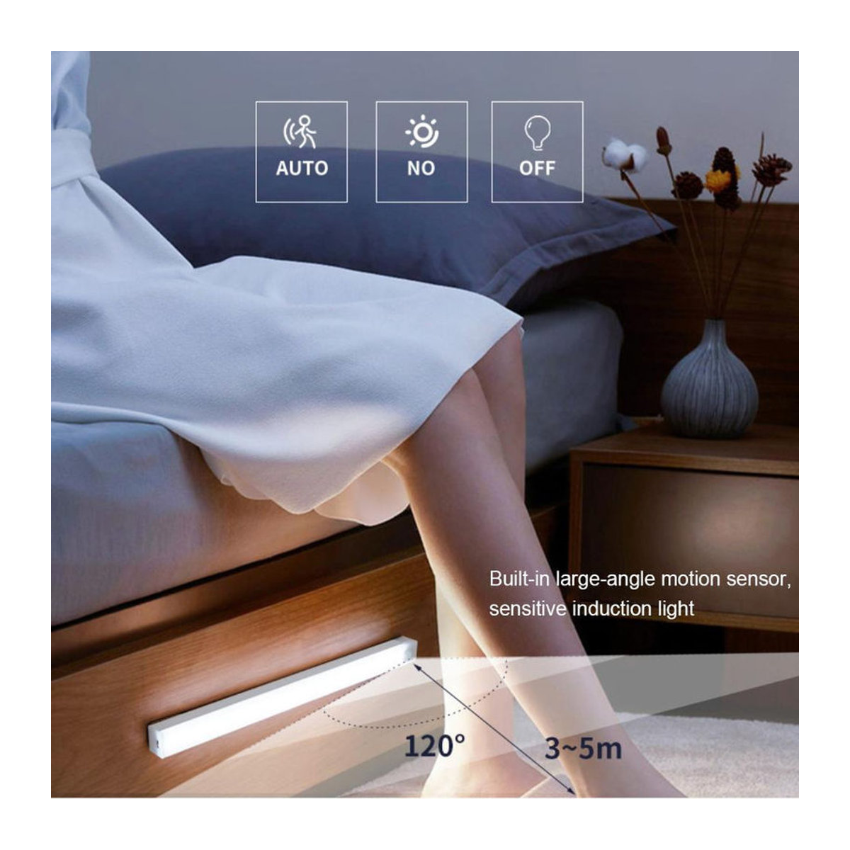 YJMP Super Lighting LED Nachtlicht mit Bewegungssensor, USB aufladbar, ultradünne kabellose Möbelbeleuchtung, Weiß - Bild 8