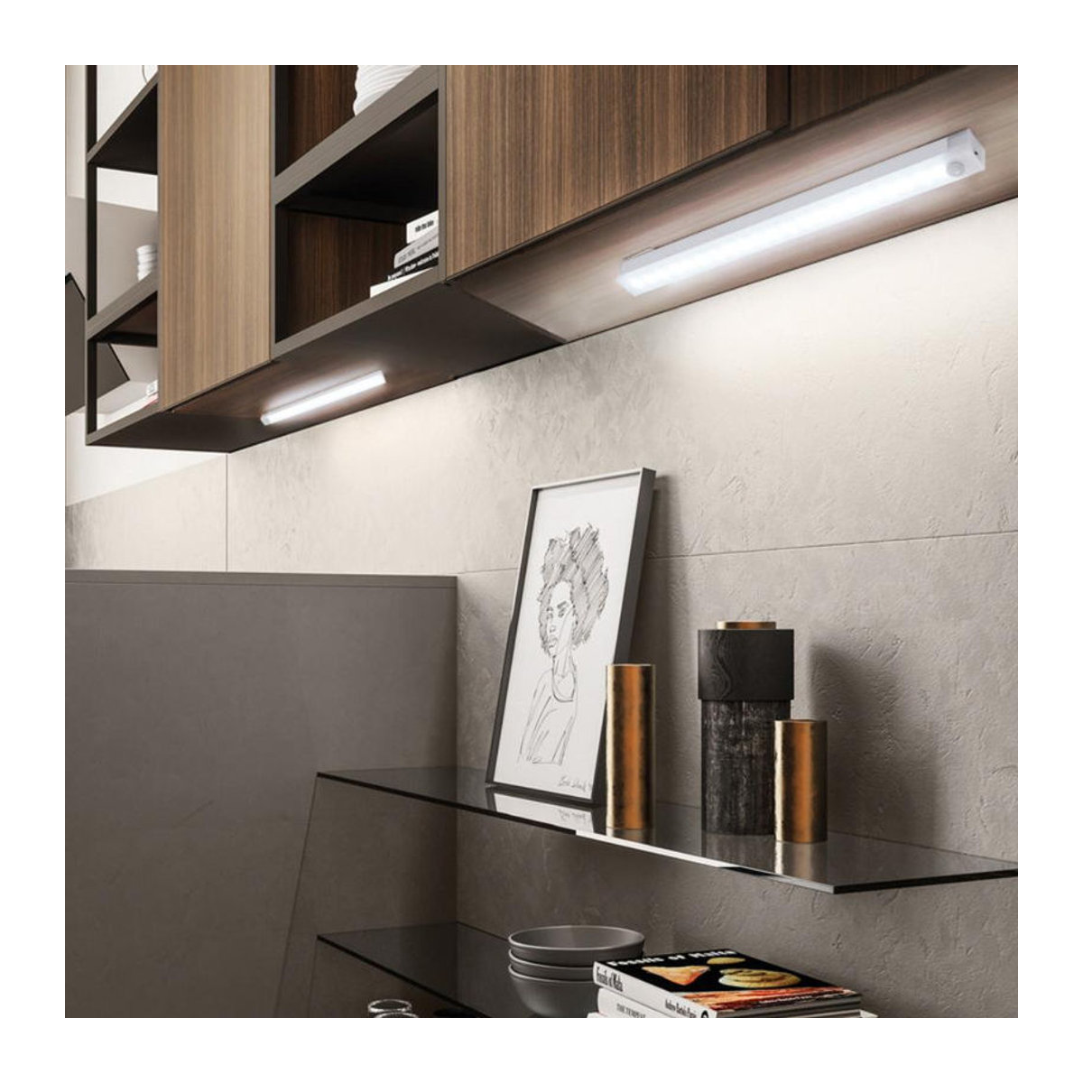 YJMP Super Lighting LED Nachtlicht mit Bewegungssensor, USB aufladbar, ultradünne kabellose Möbelbeleuchtung, Weiß - Bild 9