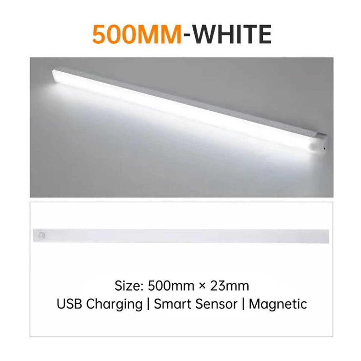 YJMP Super Lighting LED Nachtlicht mit Bewegungssensor, USB aufladbar und ultradünn, Weiß, Breite: 50 cm - Bild 1