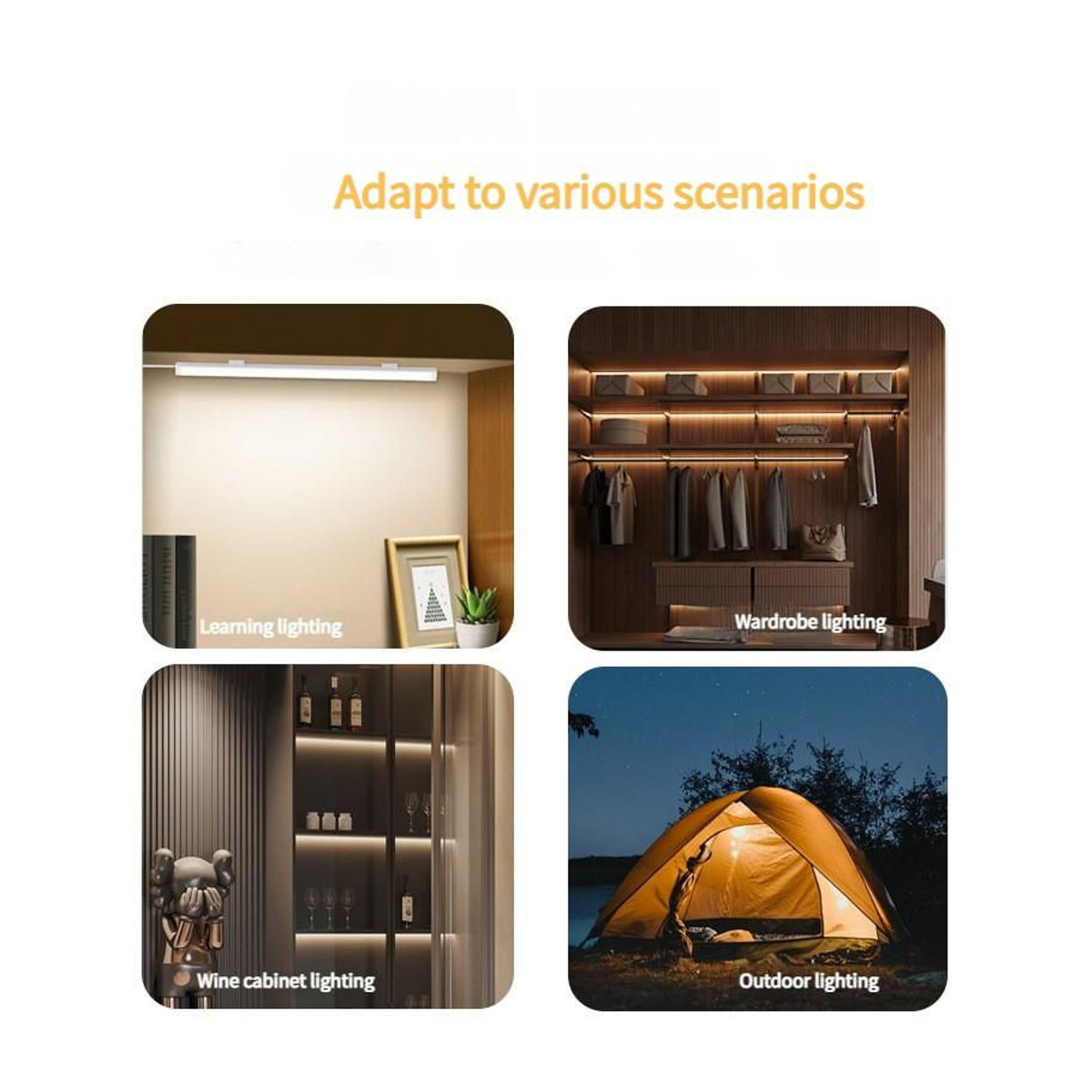 YJMP Super Lighting LED Nachtlicht mit Magnetstreifen, dimmbar und 3 Farben wechselbar, Weiß, Länge: 20 cm - Bild 2