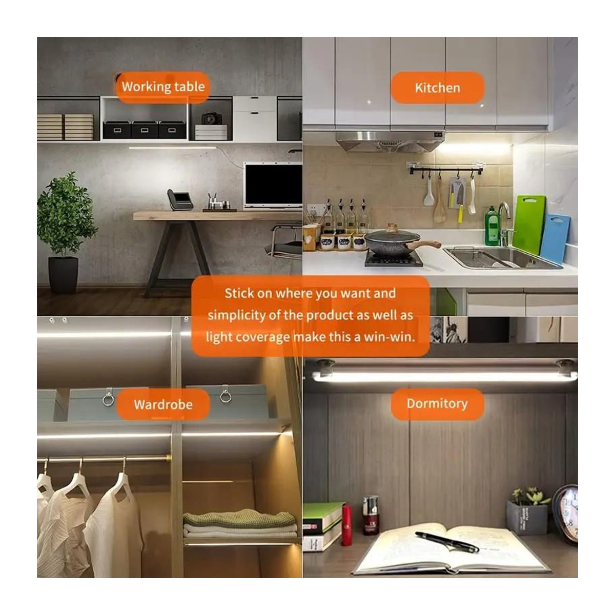 YJMP Super Lighting LED Nachtlicht mit Magnetstreifen, dimmbar und 3 Farben wechselbar, Weiß, Länge: 20 cm - Bild 7