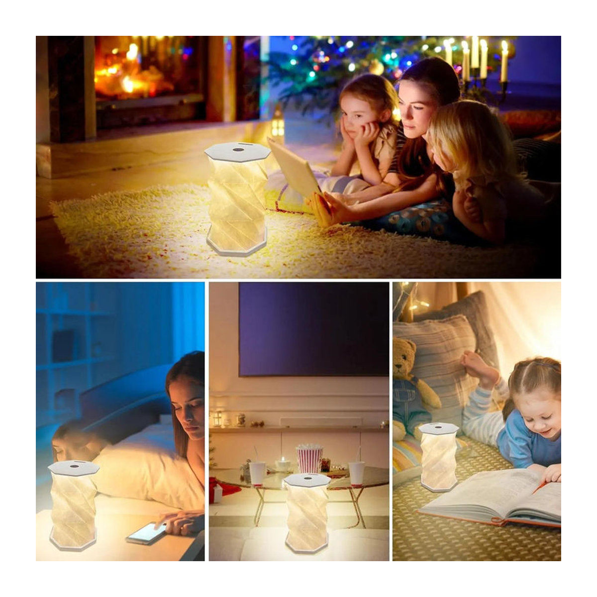 YJMP Super Lighting LED Nachtlicht Set aus Papier, 2er Pack, Weiß, dimmbar, USB wiederaufladbar, faltbare Tischlampe im minimalistischen Design - Bild 5