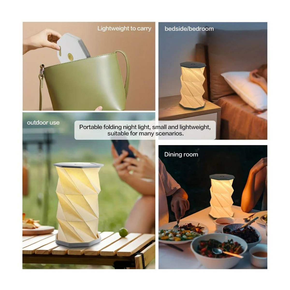 YJMP Super Lighting LED Nachtlicht Set aus Papier, 2er Pack, Weiß, dimmbar, USB wiederaufladbar, faltbare Tischlampe im minimalistischen Design - Bild 7