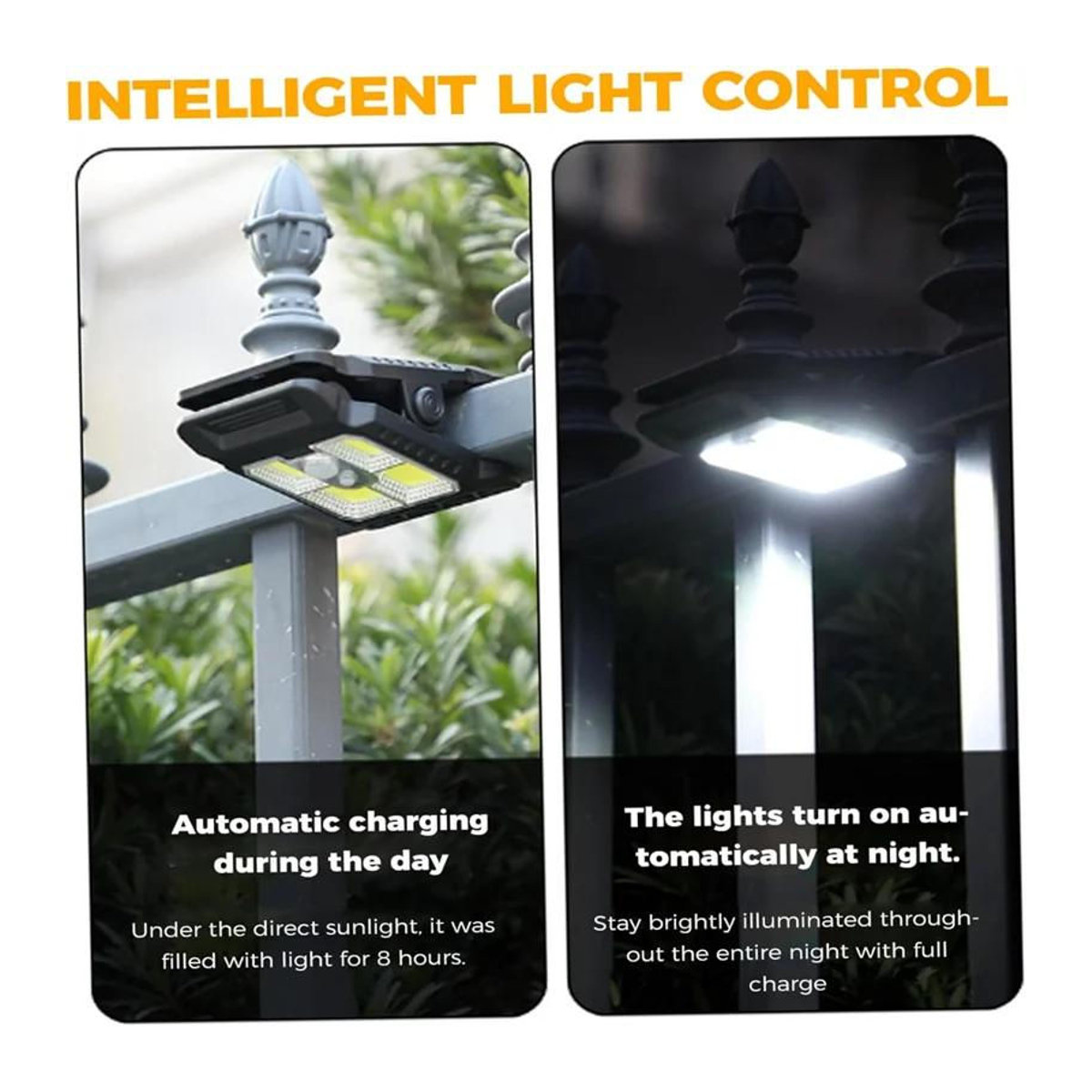 YJMP Super Lighting Solar-LED-Clip-Leuchten für den Außenbereich mit Bewegungssensor, wasserdicht IP65, Schwarz - Bild 5