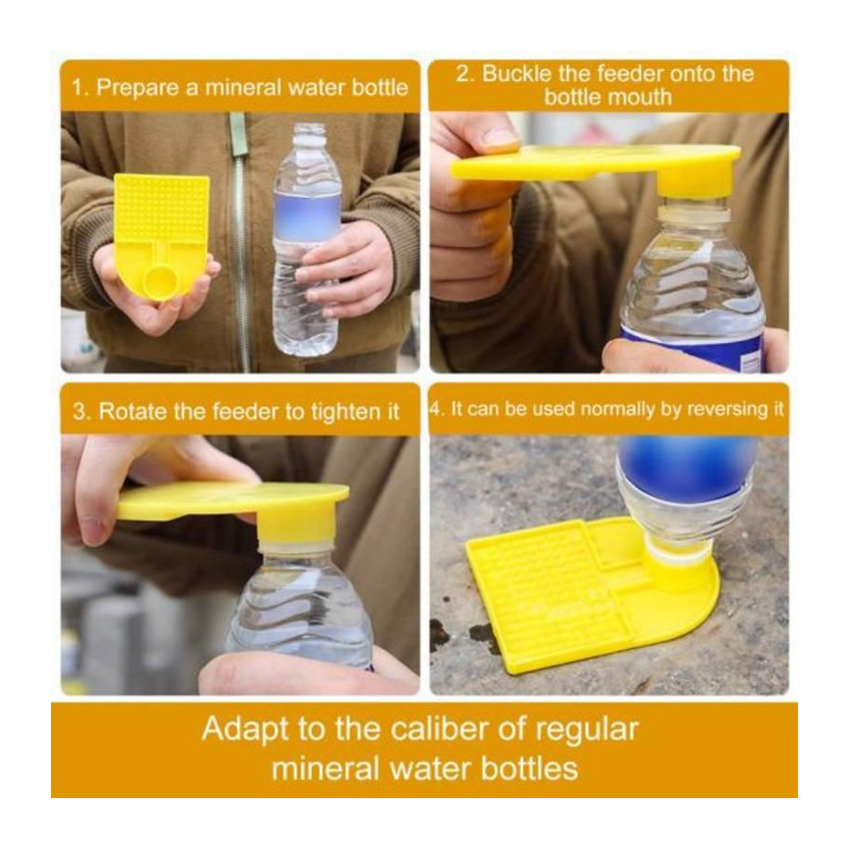 YJSTY Bienenwasserstation und Bienenfutterspender Set, 2 Stück, Gelb, kompatibel mit normalen Wasserflaschen für Bienenstöcke im Innen- und Außenbereich - Bild 3