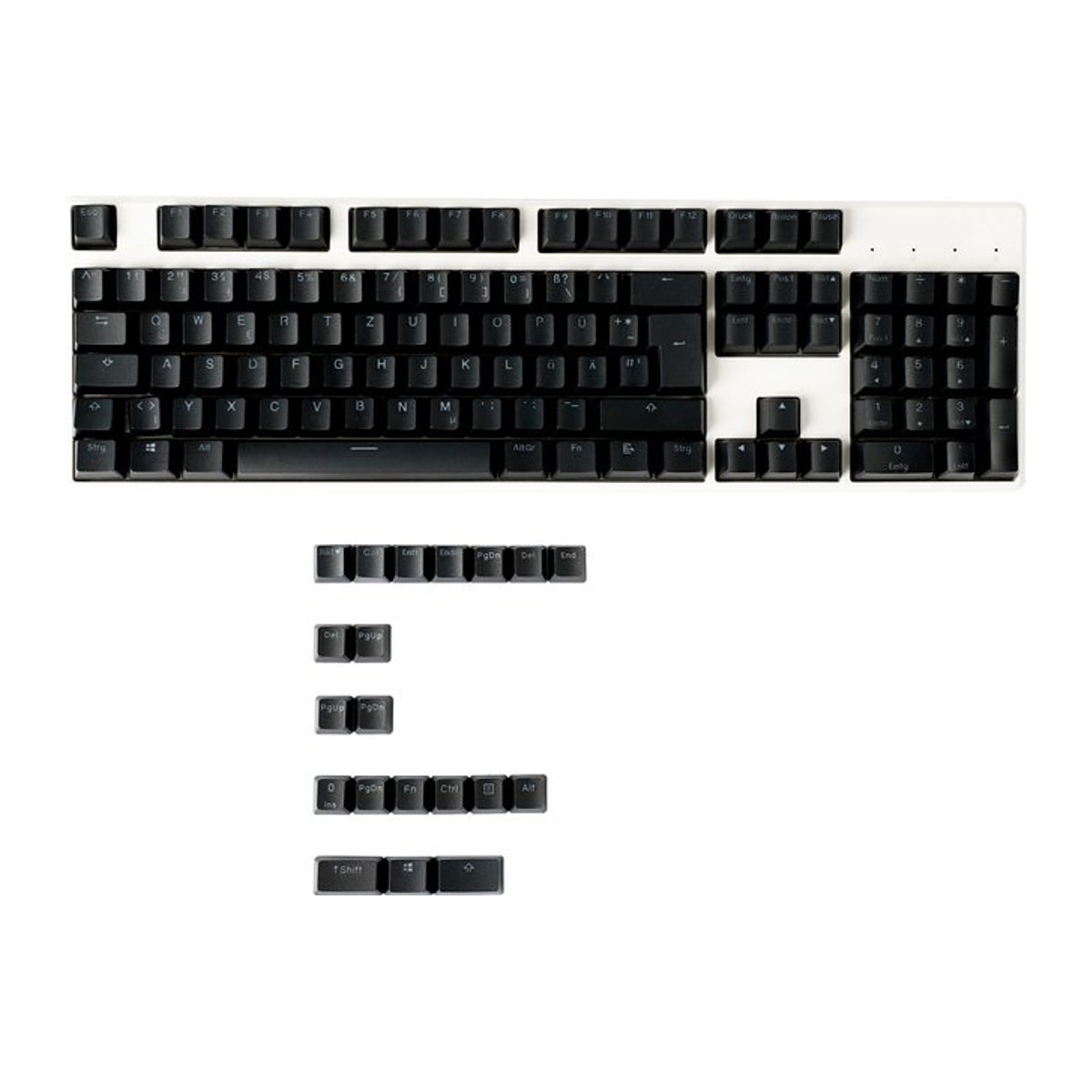 YMDK Tastenkappen Set Deutsche QWERTZ ISO Double Shot PBT Shine Through OEM-Profil in Schwarz für mechanische Tastaturen mit MX-Switches - Bild 1