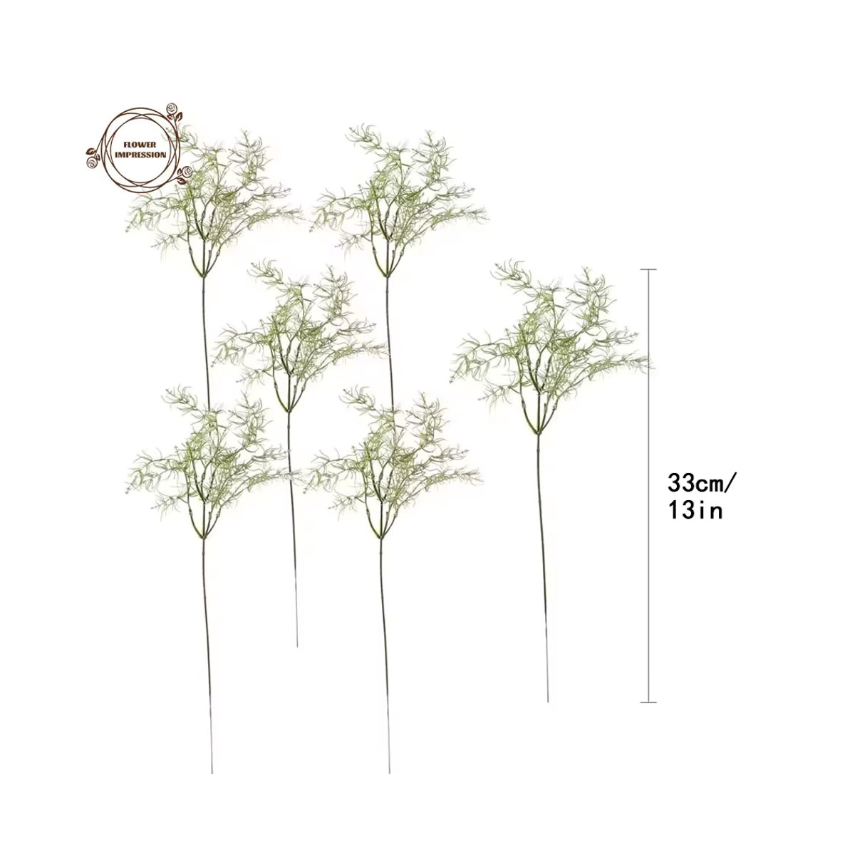 YN HI FLOWER ENJOY YOUR LIFE Set aus 10 künstlichen Pflanzen mit Farnen und Rosmarin-Stielen in Grün und Beige, UV-beständig für den Außenbereich und Garten - Bild 3