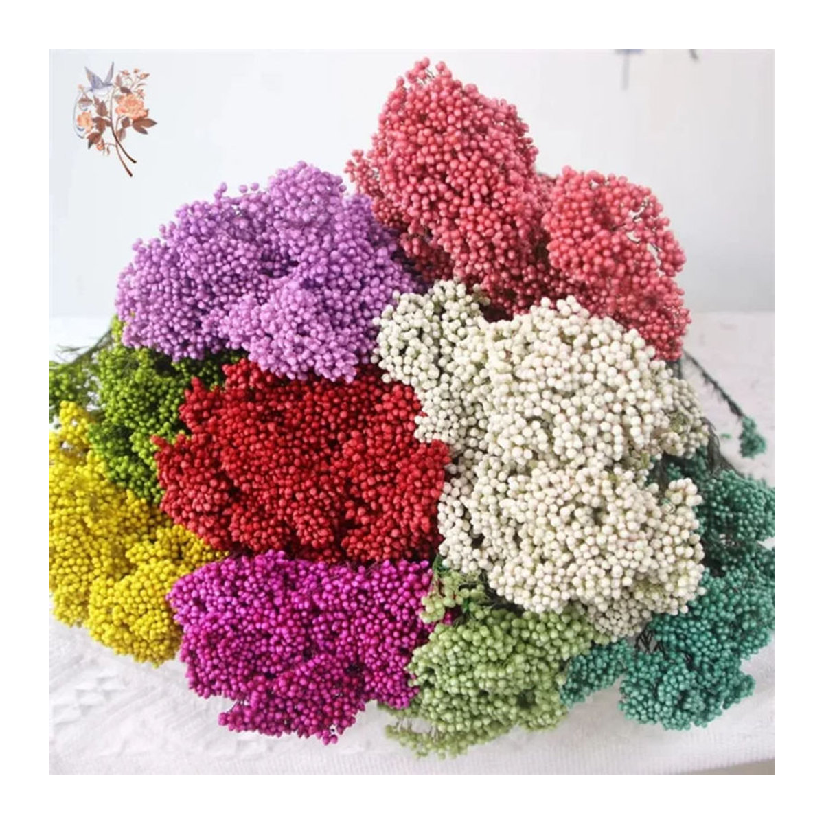YN HI FLOWER getrockneter Blumenstrauß aus Hirse und Reis in Lila und Mehrfarbig, 80g natürliche Dekoration für Hochzeit und Heimdekoration - Bild 1