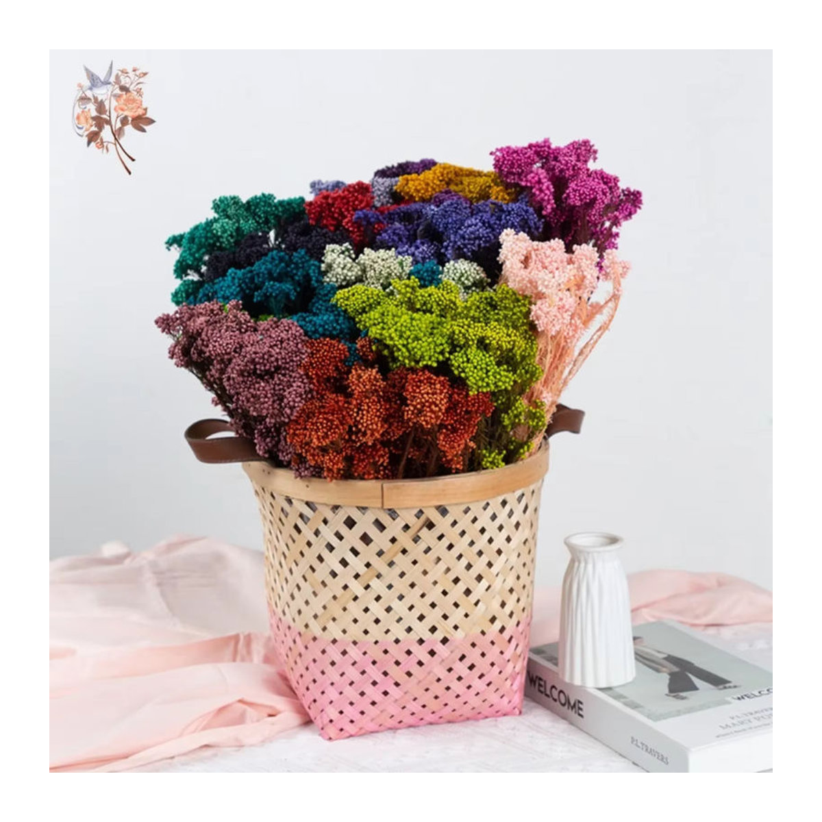 YN HI FLOWER getrockneter Blumenstrauß aus Hirse und Reis in Lila und Mehrfarbig, 80g natürliche Dekoration für Hochzeit und Heimdekoration - Bild 2