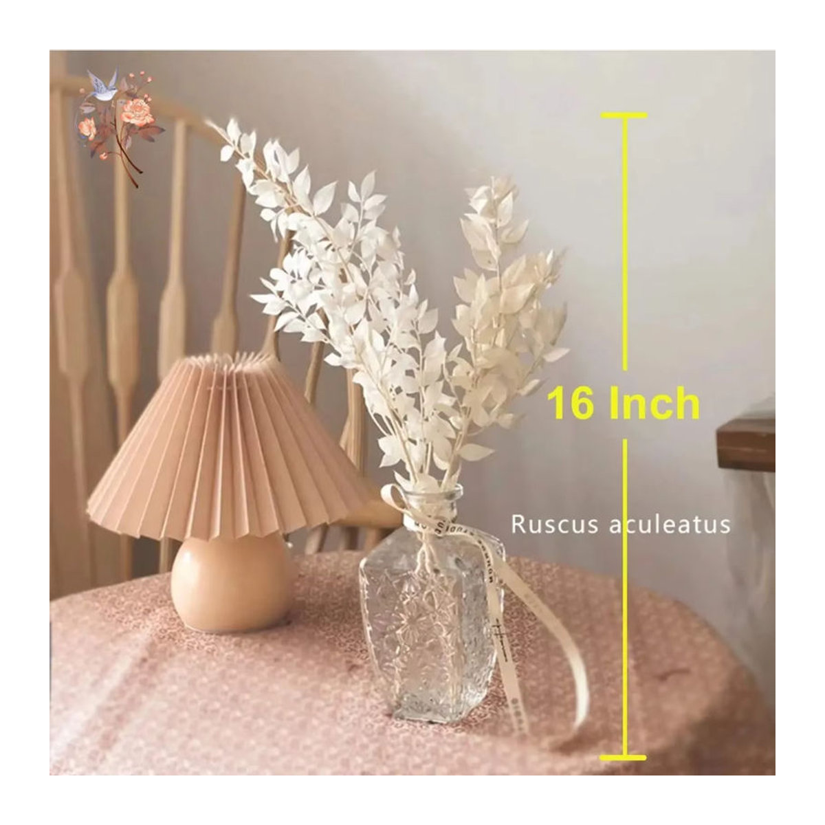 YN HI FLOWER getrockneter Ruscus-Blumenstrauß mit Eukalyptus-Zweigen in Weiß und Blau für deine Hochzeitsdekoration und Wohnzimmer-Arrangements, 50g - Bild 4