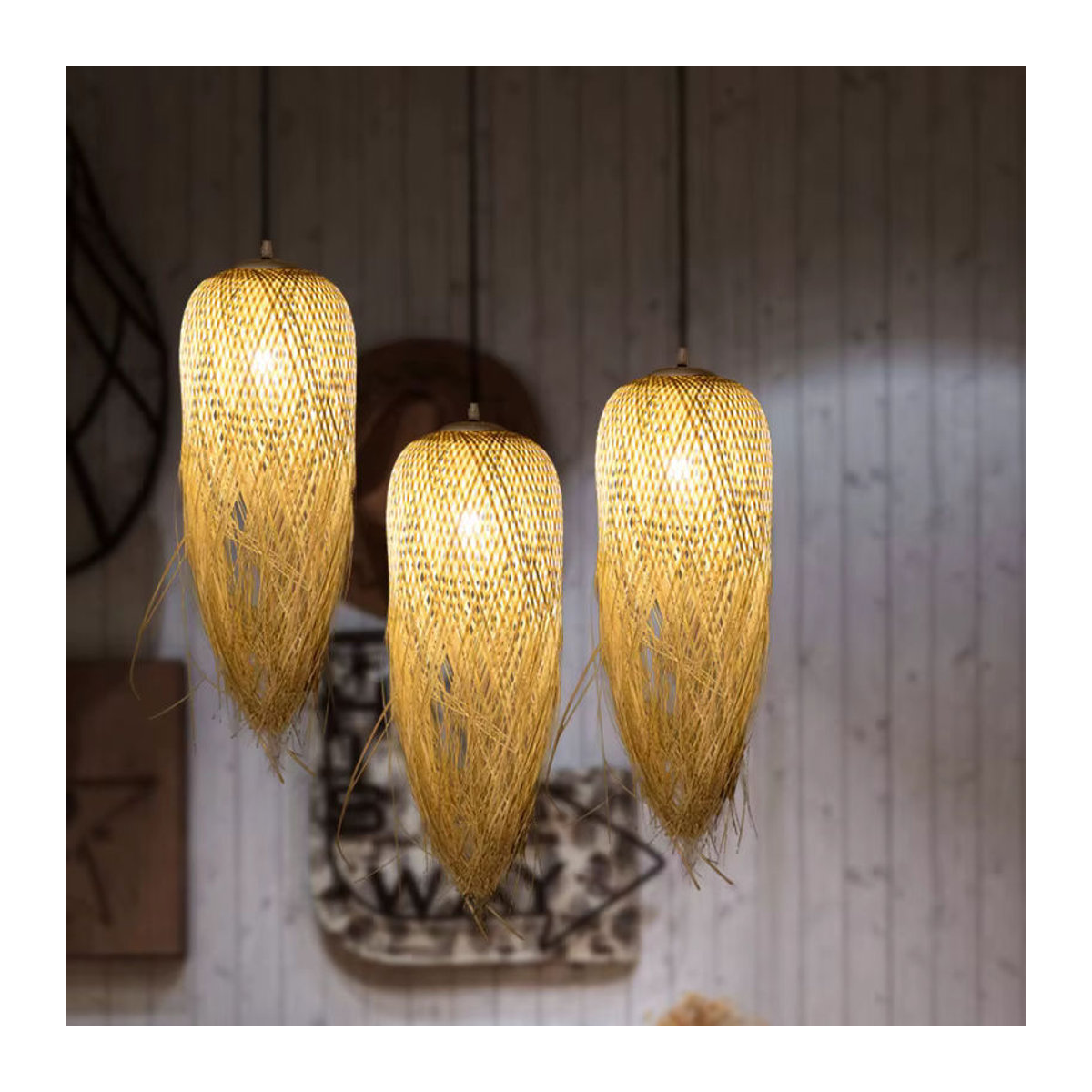 Ynhaw Bambus Kronleuchter in Braun Handgewebte Südostasiatische Designer Lampe für Teezimmer Restaurant und Hotel - Bild 4