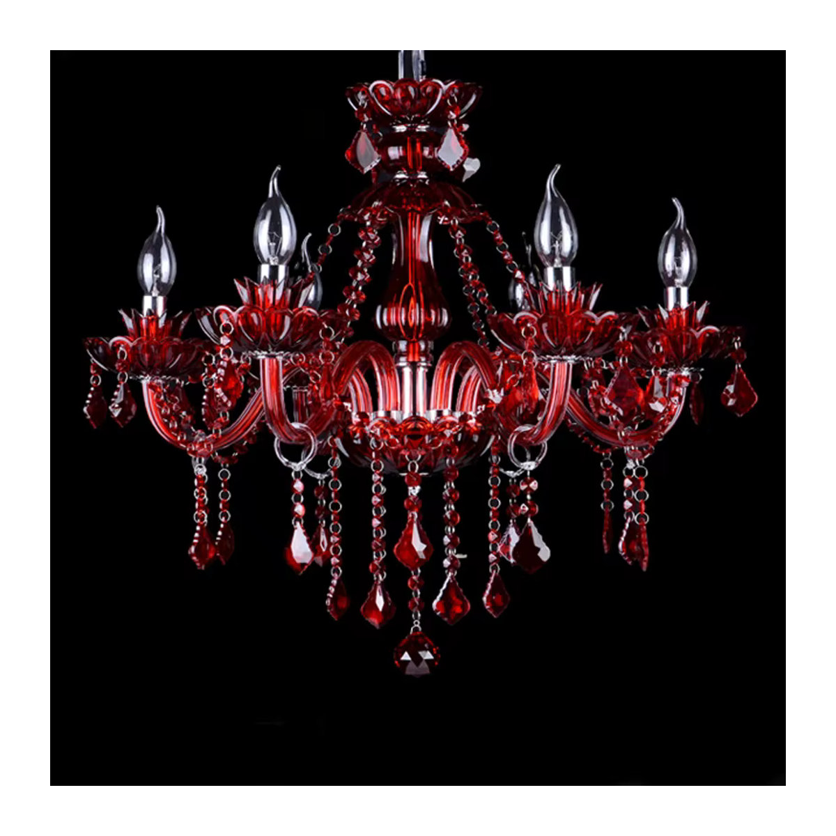 Ynhaw Kristall Kronleuchter Retro Luxus Glas Pendelleuchte Rot E14 - Bild 2
