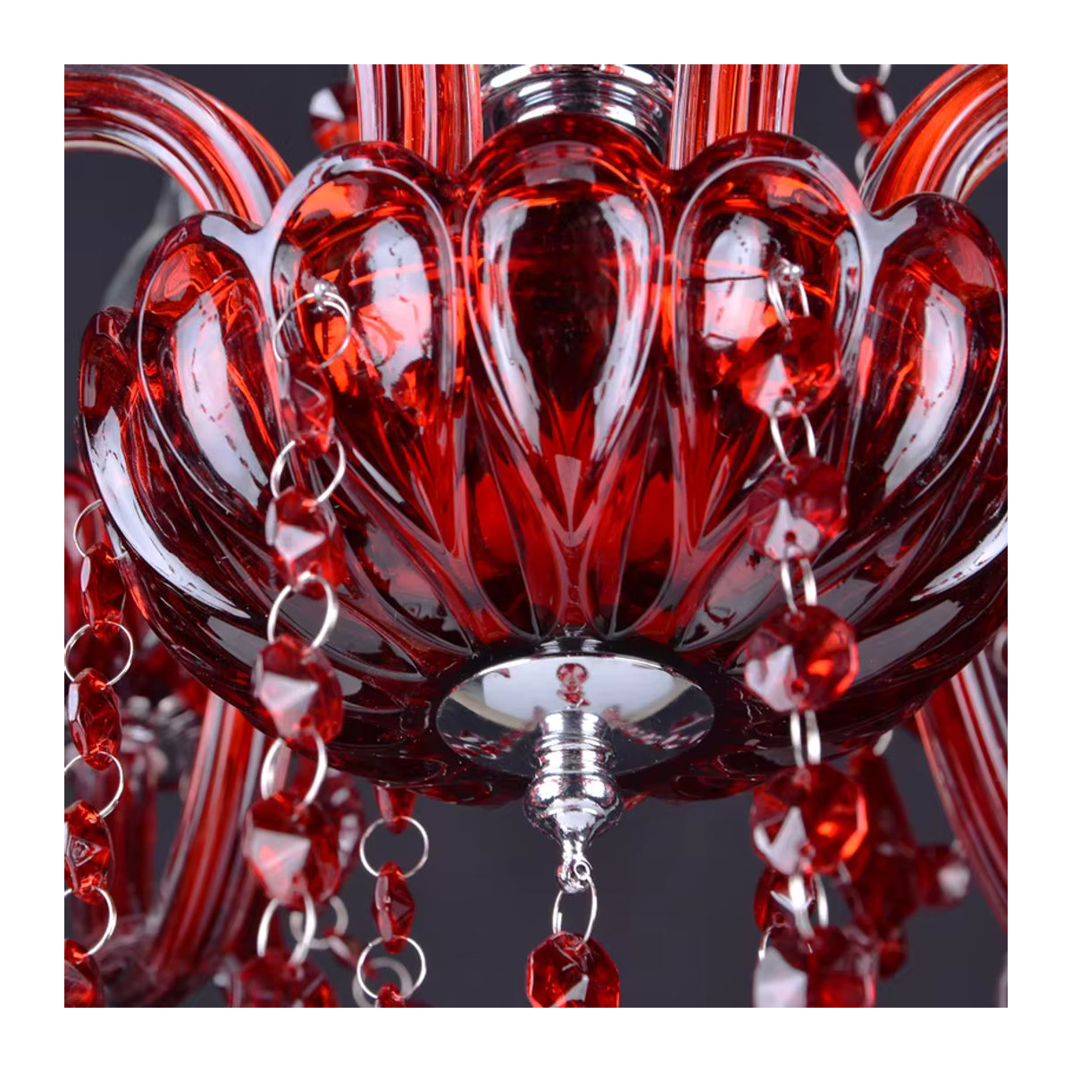 Ynhaw Kristall Kronleuchter Retro Luxus Glas Pendelleuchte Rot E14 - Bild 3