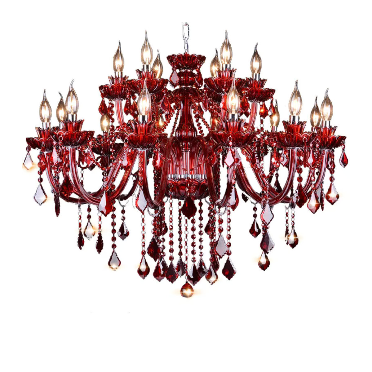 Ynhaw Kristall Kronleuchter Retro Luxus Glas Pendelleuchte Rot E14 - Bild 4