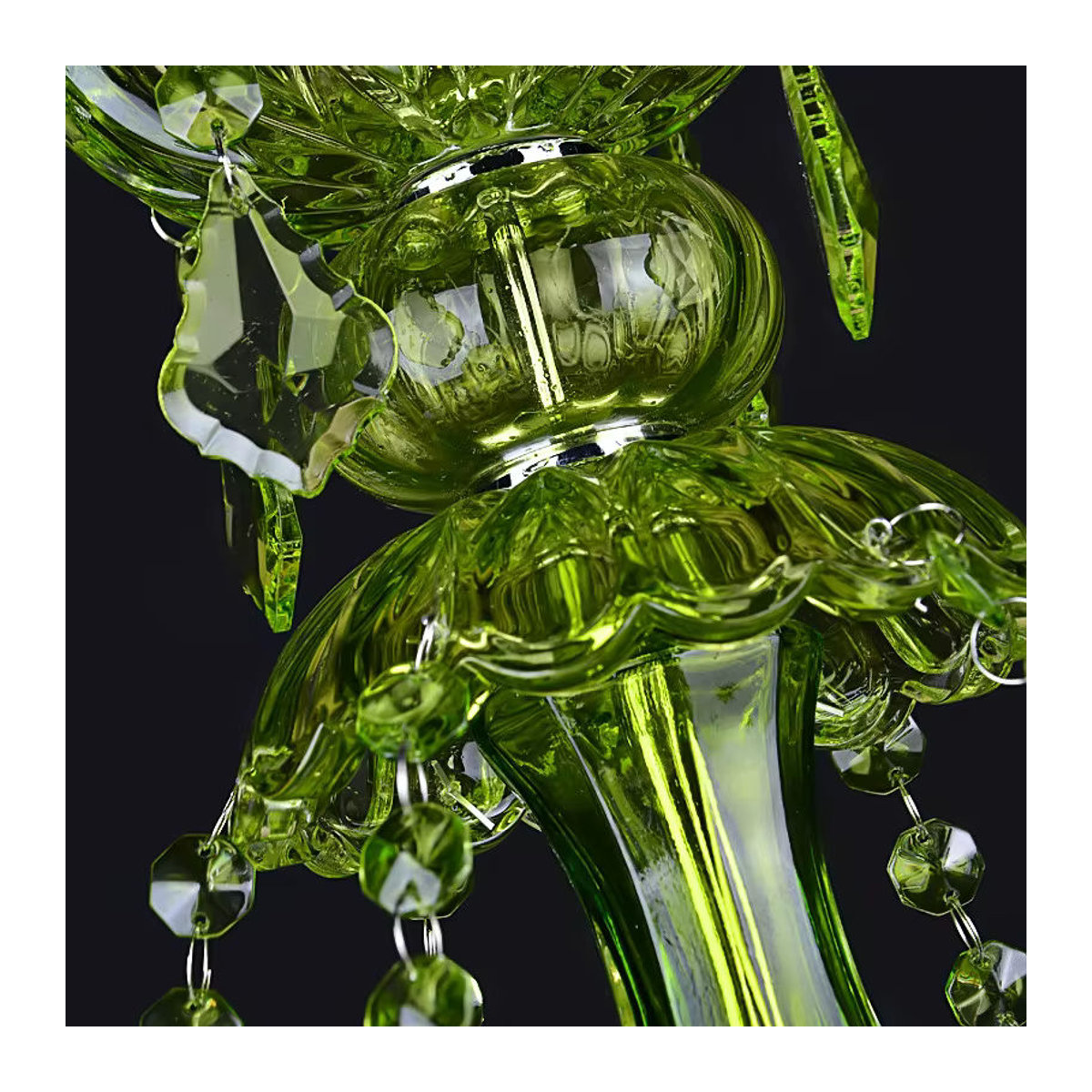 Ynhaw Kronleuchter aus grünem Glas im klassischen Design für Wohnzimmer und Schlafzimmer mit E14 Fassung - Bild 2