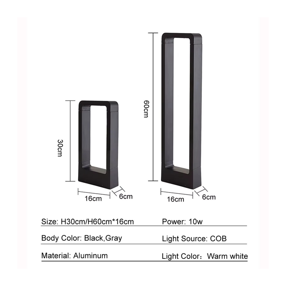Ynhaw Moderne LED Pollerleuchte aus Aluminium in Schwarz, Wasserdichte 10W Gartenlampe für Außenbereich und Landschaftsbau - Bild 6