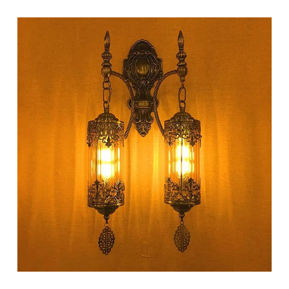 Ynhaw Vintage Doppelkopf Wandleuchte aus Glas in Retro-Design für Café, Restaurant und Hotel - Bild 1