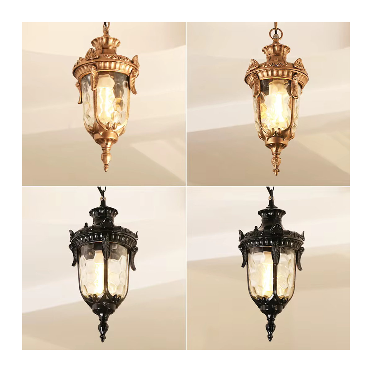 Ynhaw Vintage Glas Kronleuchter Traube als Outdoor Pendelleuchte in Schwarz mit Aluminium und E27 Fassung - Bild 4